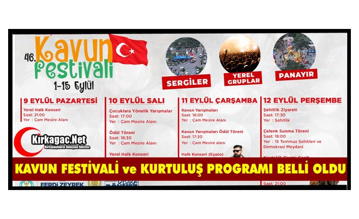 KAVUN FESTİVALİ ve KURTULUŞ PROGRAMI BELLİ OLDU