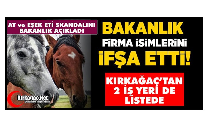 AT ve EŞEK ETİ SKANDALINA KARIŞAN İŞ YERLERİNİ BAKANLIK AÇIKLADI