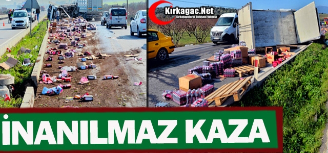 İNANILMAZ KAZA..KAMYON 150 METRE SÜRÜKLENDİ