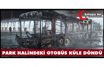 PARK HALİNDEKİ OTOBÜS KÜLE DÖNDÜ